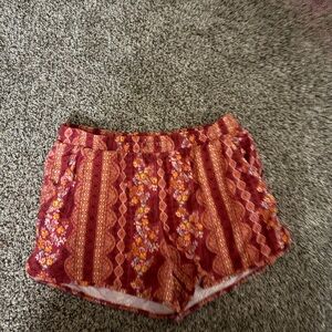 SO Women's High Waist Red Floral Shorts